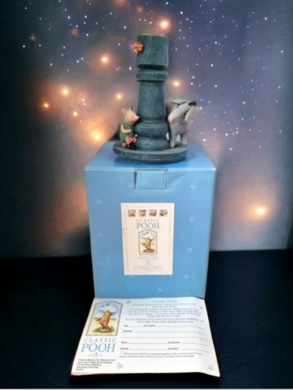 🆕️ Classic Pooh Eeyore Piglet Candlestick Blue A0057 The 100 Acre Wood Rare!